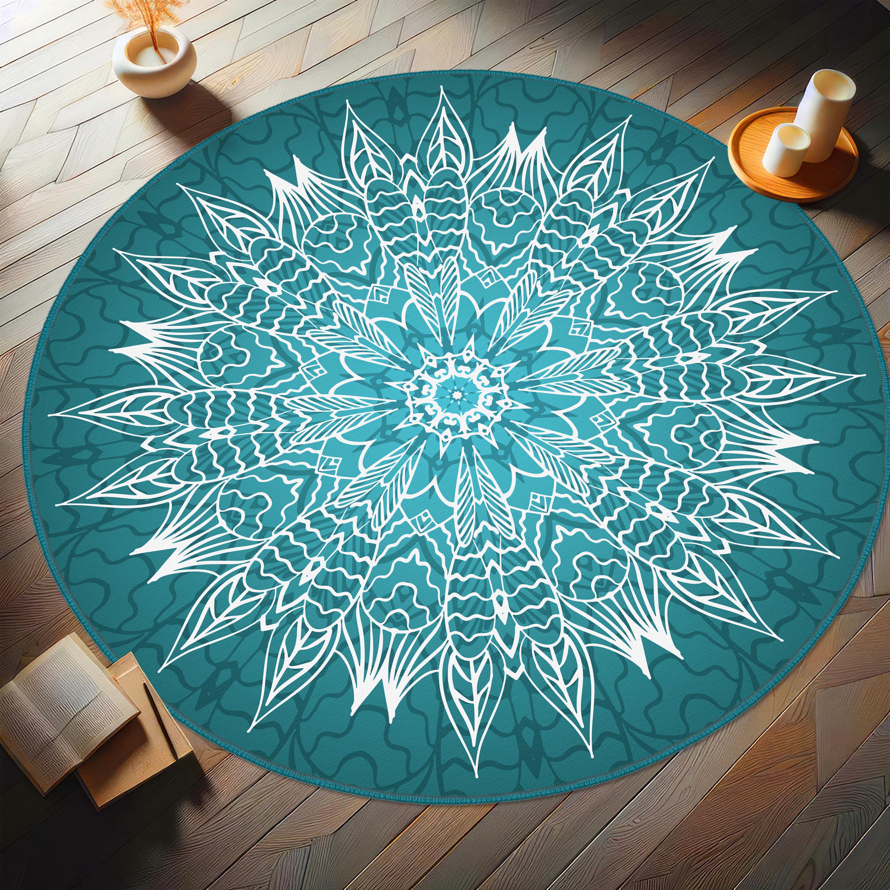 Mandala Round Carpet, Geometric Carpet, Yoga Mat, Traditional Doormat, Meditation Mat, Mandala Living Room Carpet, Mandala Rugs, Pilates Mat