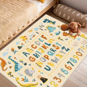 Alfombra con letras, alfombra con números para niños, alfombra educativa con figuras de dinosaurios, alfombras para habitaciones de niños, alfombra para habitación de niños con el abecedario, alfombra de juego con el alfabeto, alfombras para guardería