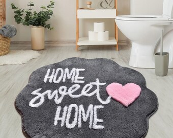 Tapis de salle de bain gris, Moquette à fleurs grise, Paillasson à fleurs, Tapis gris, Moquette à fleurs gris doux, Tapis gris doux, Paillasson de jardin, Tapis de salle de bain