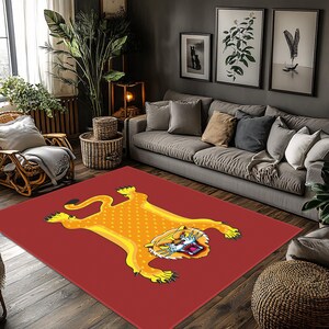 Bold Tiger Print Area Rug for Living Room, Colorful Modern Lion Design, Unique Home Decor Carpet, Animal-Inspired Stylish Rug, Tiger Carpet