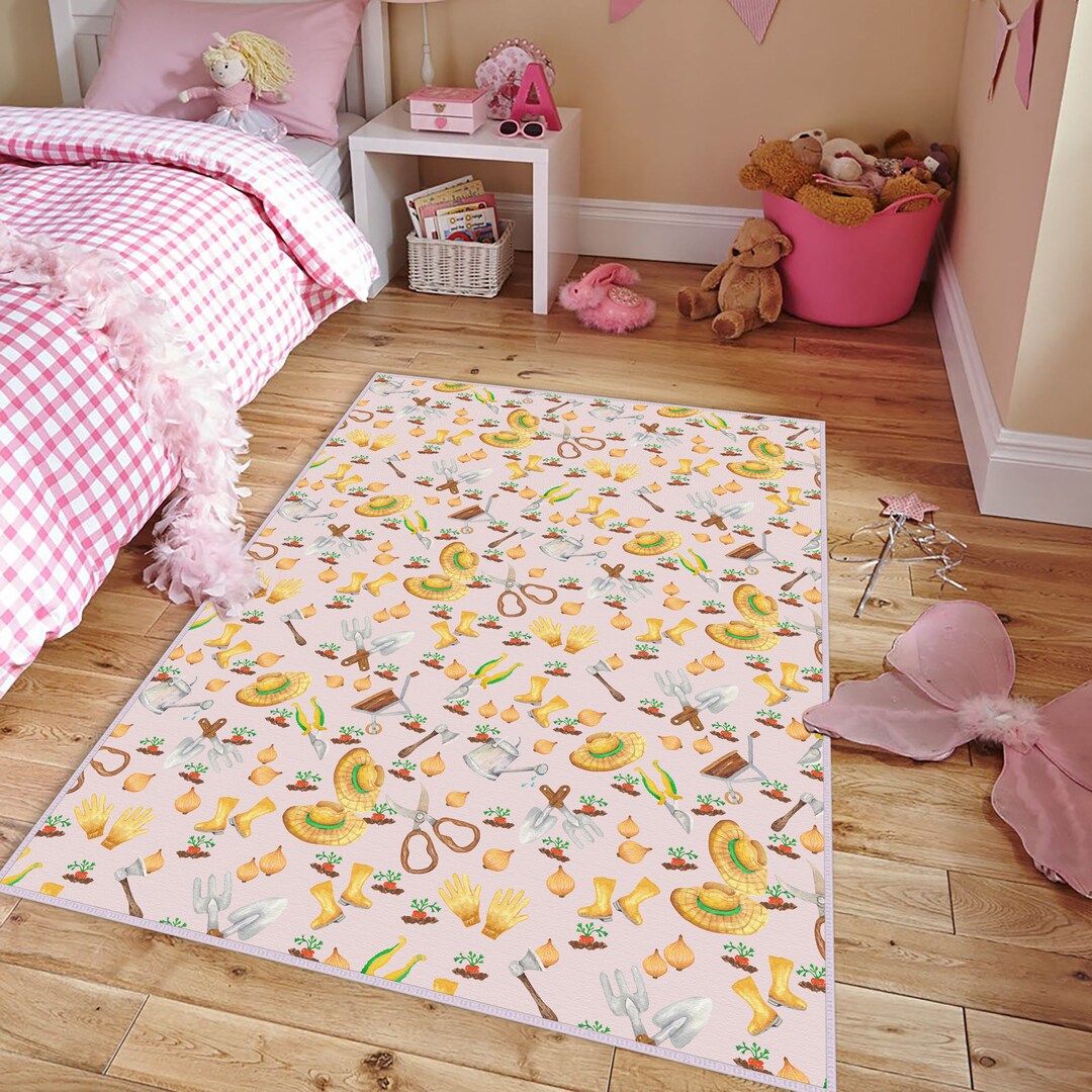 Kids Ranch Rug Farm House Kids Room Rug, Forest Playroom Mat, Gift Personalized Rug ...