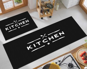 Non Slip Kitchen Rug, Kitchen Runner, Kitchen Machine Washable Mat, Custom Size Non Slip Kitchen Carpets