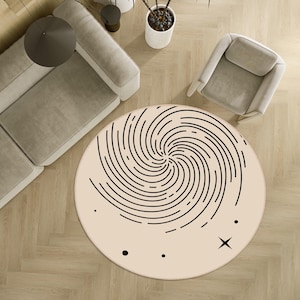 Minimalist Round Rugs, Boho Style Circle Rugs, Abstract For Living Room, Circular Rugs, Non Slip Rugs For Living Room, Boho Abstract Art Rug