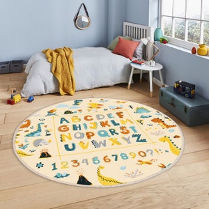 Tapete de letras, tapete infantil com números, tapete educacional de figuras de dinossauros, tapetes para quarto de crianças, tapete para quarto de crianças ABC, tapete de brincar com alfabeto, tapete de berçário