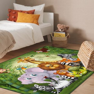 Safari Rug For Kids Room, Safari Kids Room Decor, Safari Boys Room Carpet,Jungle Kids Room Rug, Zoo Kids Room Decor, Safari Animals Kids Rug image 7
