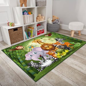Safari Rug For Kids Room, Safari Kids Room Decor, Safari Boys Room Carpet,Jungle Kids Room Rug, Zoo Kids Room Decor, Safari Animals Kids Rug image 9