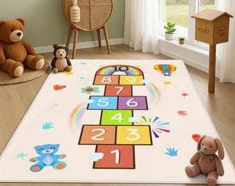 Hinkelspelsspeelkleed, kinderkamerspeltapijt, hinkelspelskleed, kleurrijk hinkelspelskleed voor kinderen, antislip educatief tapijt, kindertapijt