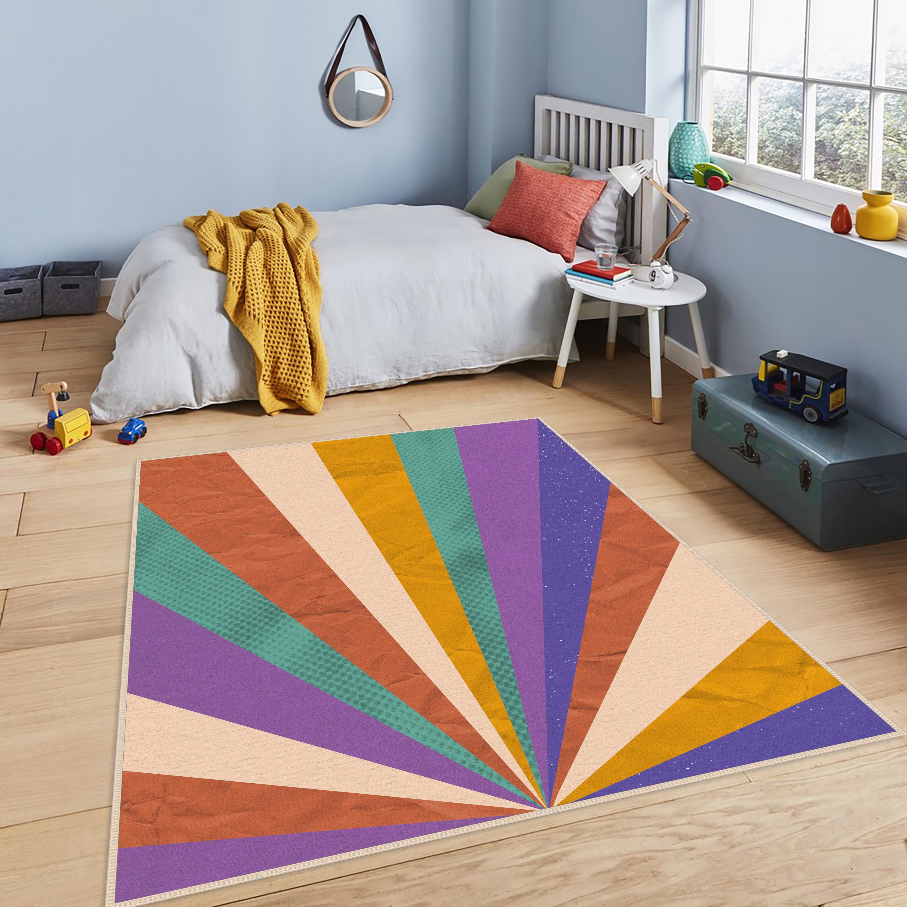 Rainbow Newborn Rug,watercolor Rectangular Toddler Rug,multi Color ...