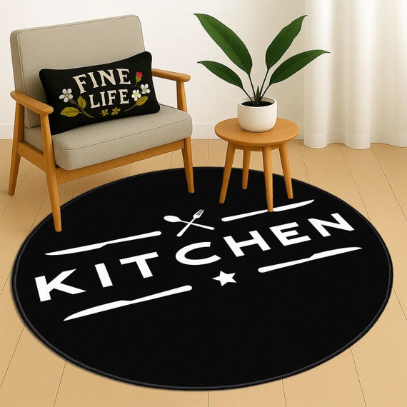 Runder Küchenteppich für die Küche, waschbarer, rutschfester Küchenteppich, Küchenteppich, stilvolles Küchendekor für Essbereiche