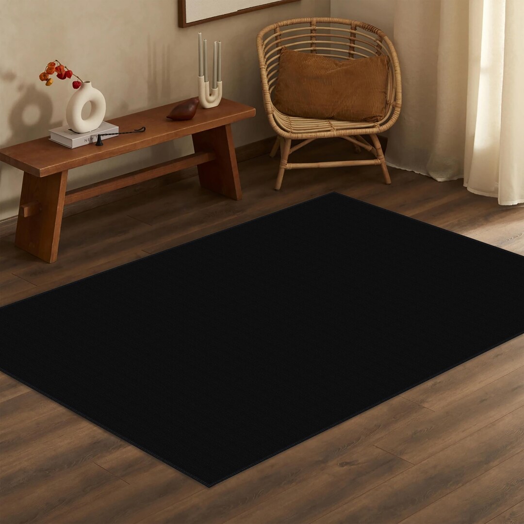 Black Rug, Black Carpet, Black Pattern Rug, Black Living Room Rug ...
