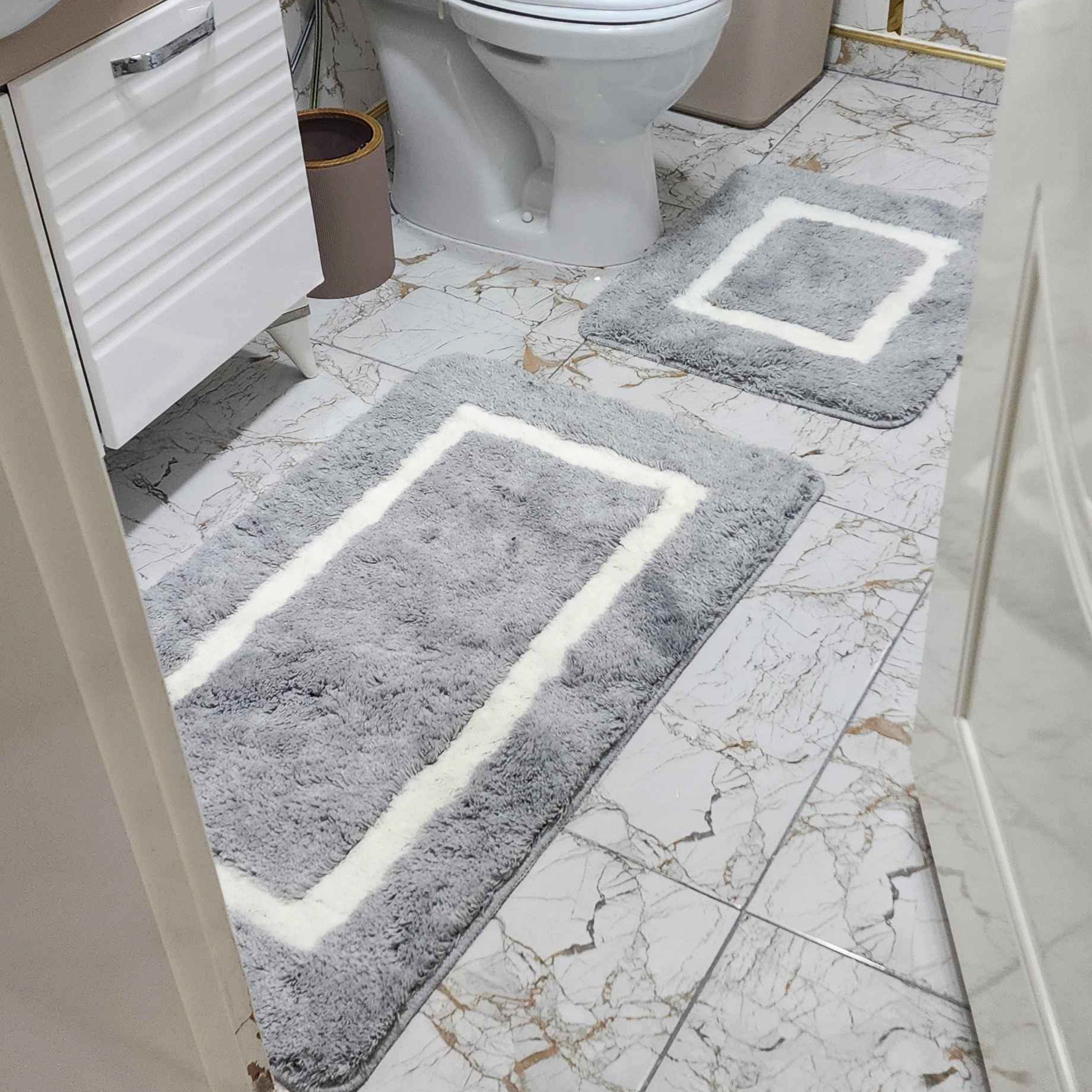 3-piece Bath Mat Set, 3-piece Gray Mat Set, Cabinet Set, Decor Bathroom ...