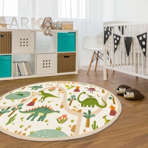 Dinosaur World Kids Carpets, Non-Slip Kids Room Carpets, Land Of Dinosaur Carpet, Jurassic Playmat, Trex Crawling Carpet, Playroom Rug image 7