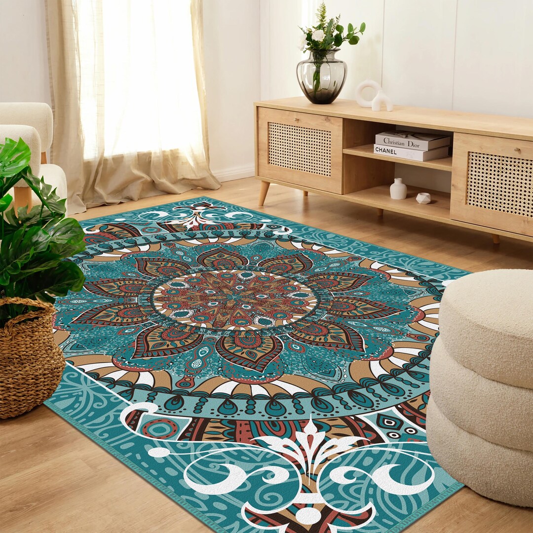 Floral Rug, Mandala Pattern Rug,bohemian Mandala Area Rug, Floral ...