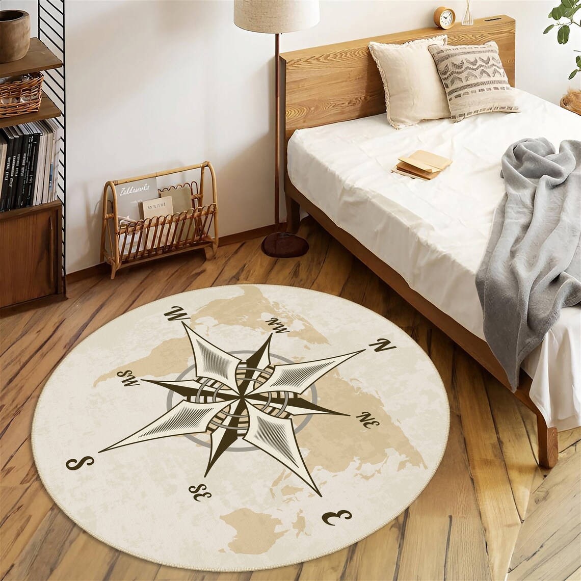Compass Desing Round Rug: Compass Pattern Rug, Round Compass Carpet ...