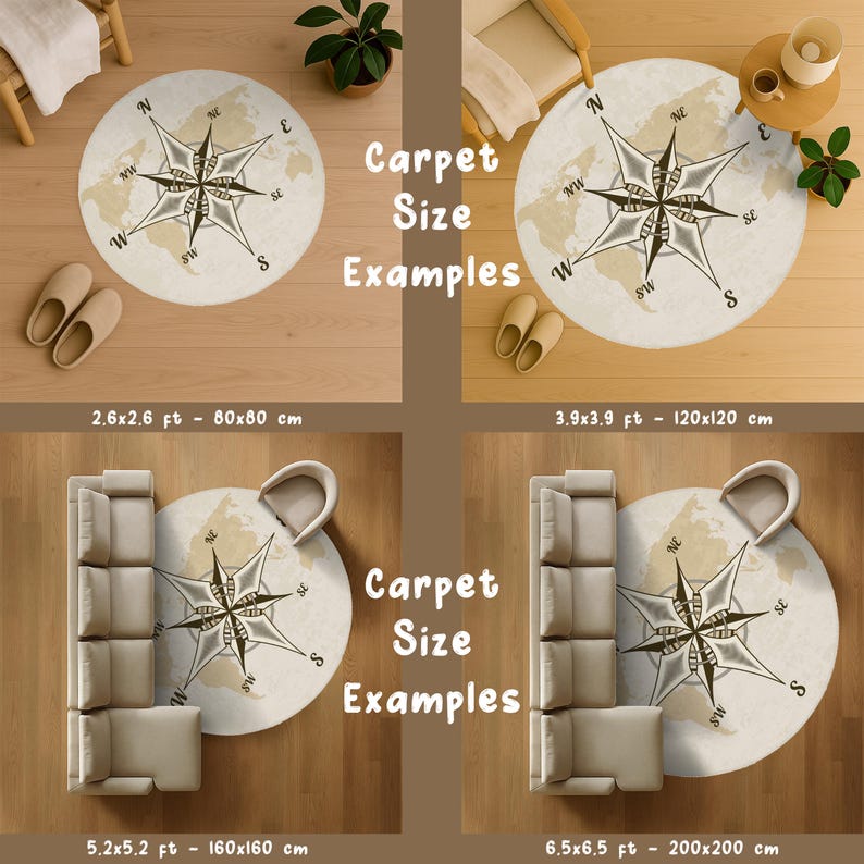 Compass Desing Round Rug: Compass Pattern Rug, Round Compass Carpet ...