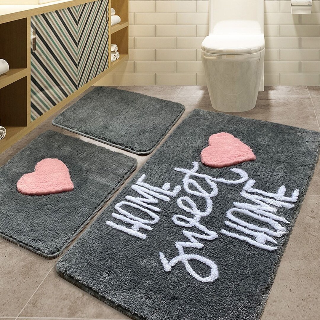 3-piece Bath Mat Set, 3-piece Gray Mat Set, Cabinet Set, Decor Bath Mat ...