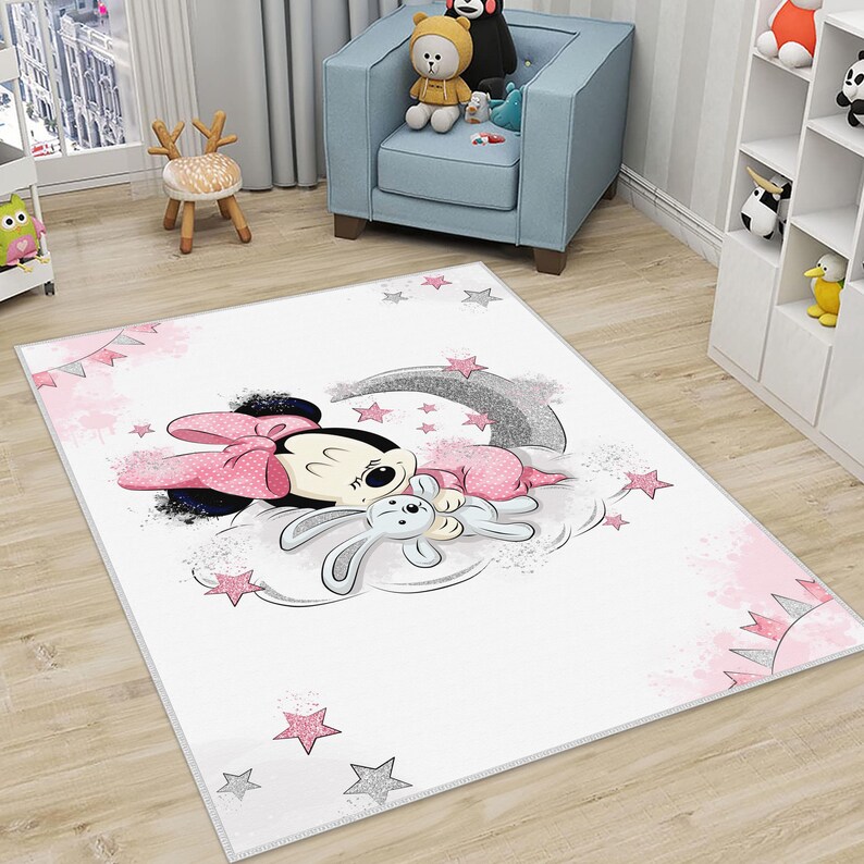 Baby Sleep Rug Baby Minnie Mouse Rug,sleeping Minnie Rug,baby Play Mat,washable Round ...