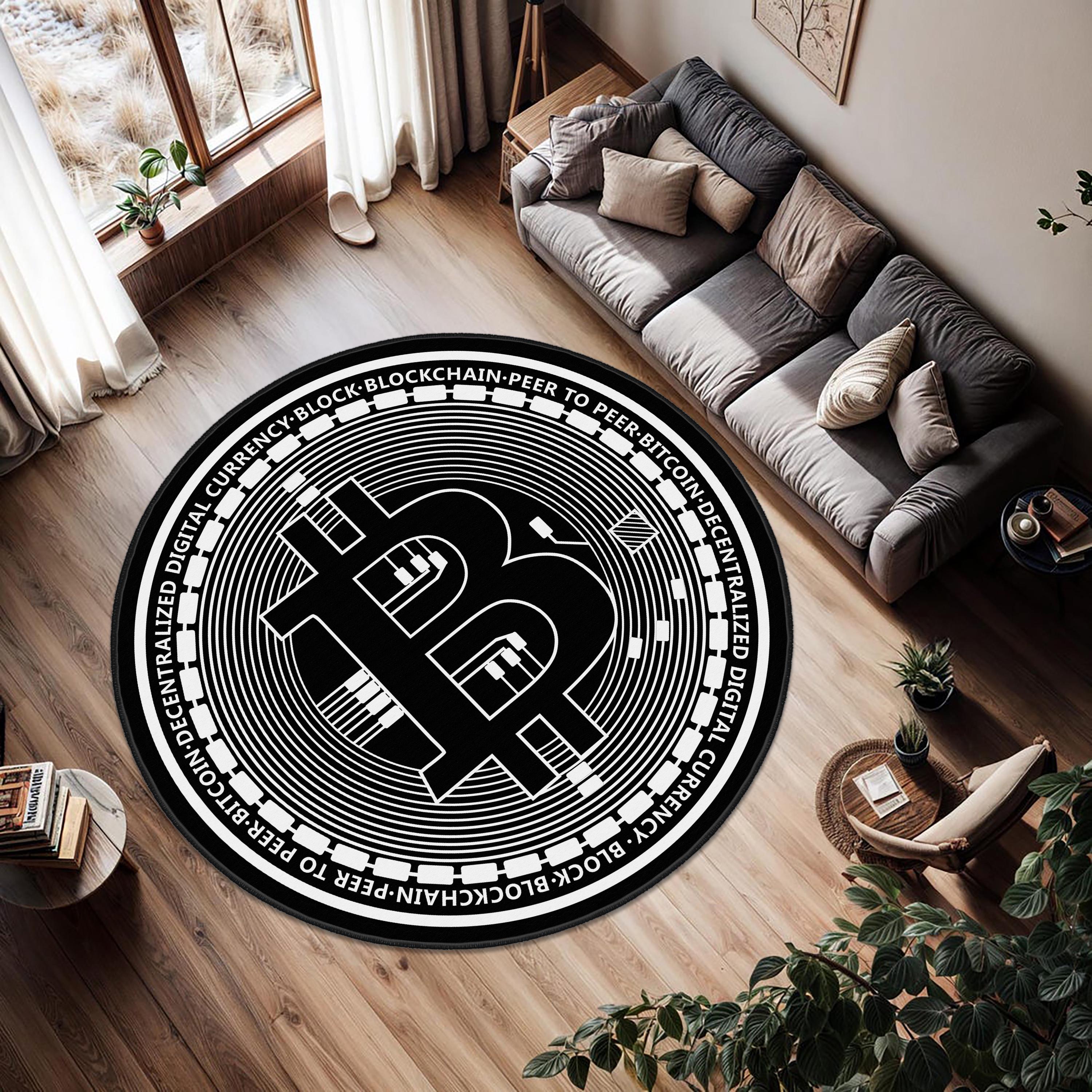 Bitcoin Rug, Cool Office Decor, 3D Bitcoin Carpet, Bitcoin Round Area Rug,  Bitcoin Patterned Decor Rug, Modern Bitcoin Symbol Area Rug - Etsy