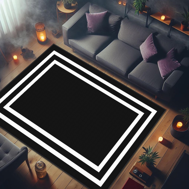 Black and White Living Room Rugs Etsy