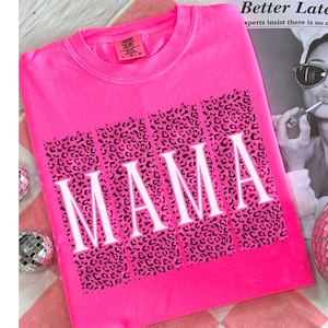 Leopard Mama PNG | Preppy Pink Spring Summer Mothers Day Design (Digital Download)