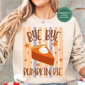 PNG de torta de abóbora, design divertido para camiseta da temporada de abóboras, PNG de Ação de Graças, PNG para sublimação de camiseta de outono