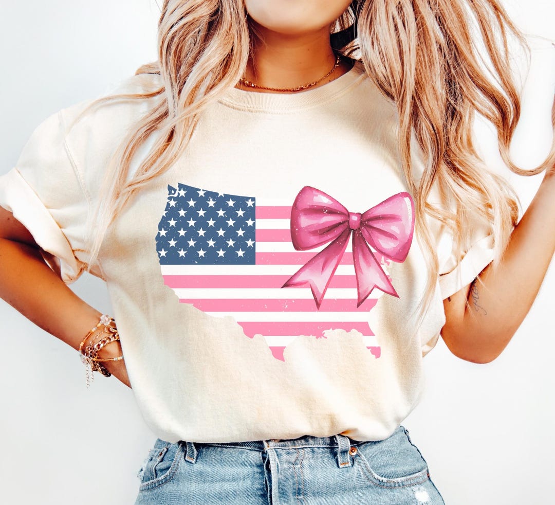 4th of July Coquette Png Preppy American Flag With Bow Png Girly Fourth ...