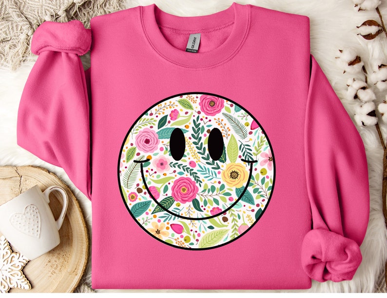 Floral Smiley Face Smile Face Flower PNG Boho Retro Daisy Happy Face ...