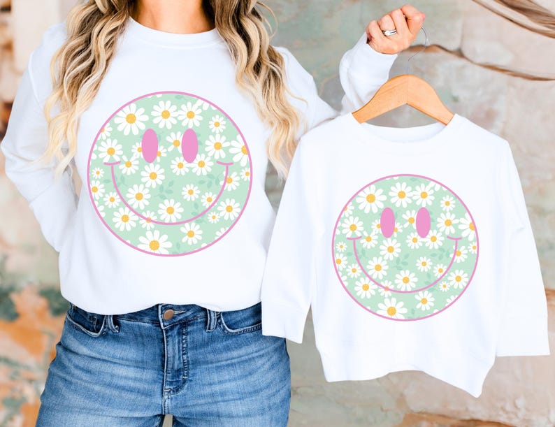 Retro Flower Smiley Face Floral Smile Face PNG Boho Retro Daisy Happy ...