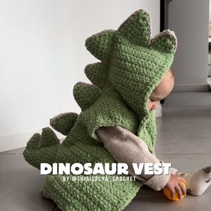 KIDS' Dinosaur Vest Crochet Pattern | 0 to 5 years | Pattern is in English | Beginner friendly | 3 in 1 sizes | Halloween costume | PDF FILE