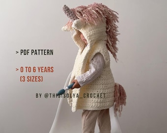 Kids' Crochet Unicorn Vest Pattern: Beginner Friendly (PDF FILE)