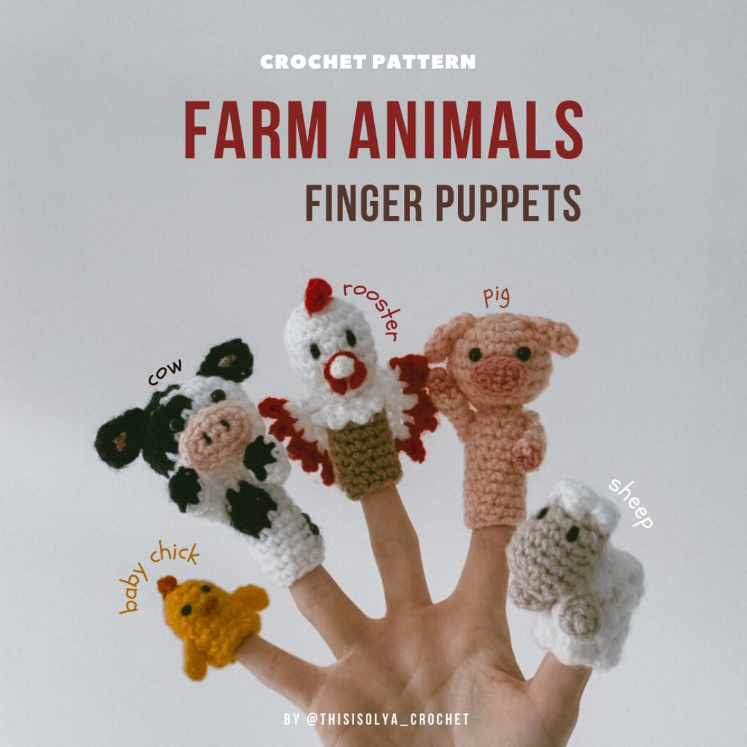 Modèle de marionnettes à doigt au crochet, animaux de la ferme ( - France