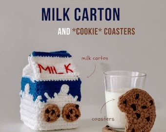 Milk Carton & Cookie Coasters Crochet Pattern: Easy Tutorial (PDF FILE)