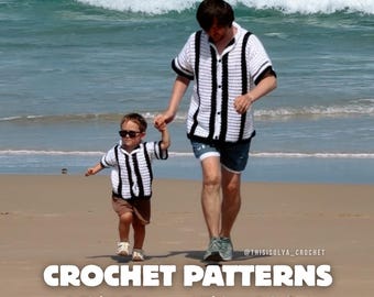 Kids + Adult Crochet Shirt Pattern: Beginner-Friendly, Sizes 1-6 years and S-XL, PDF + Video Tutorial
