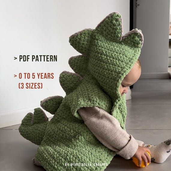 KIDS Dinosaur Vest Crochet Pattern 0 to 5 Years Pattern is in English Beginner Friendly 3 in 1 Sizes Halloween Costume PDF FILE Etsy Canada
