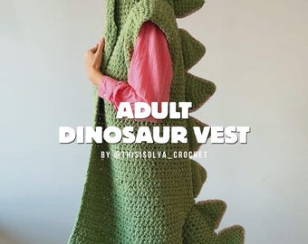 ADULT Dinosaur vest Crochet Pattern | 2 sizes: (xs-m) and (l-xxl) | Pattern in English | Beginner friendly | Halloween costume | PDF FILE