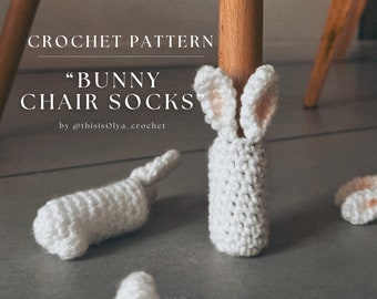 Bunny Chair Socks Crochet Pattern (PDF FILE) | Floor Protector Tutorial | Chair Leg Covers | Bunny Pattern | Easy Crochet