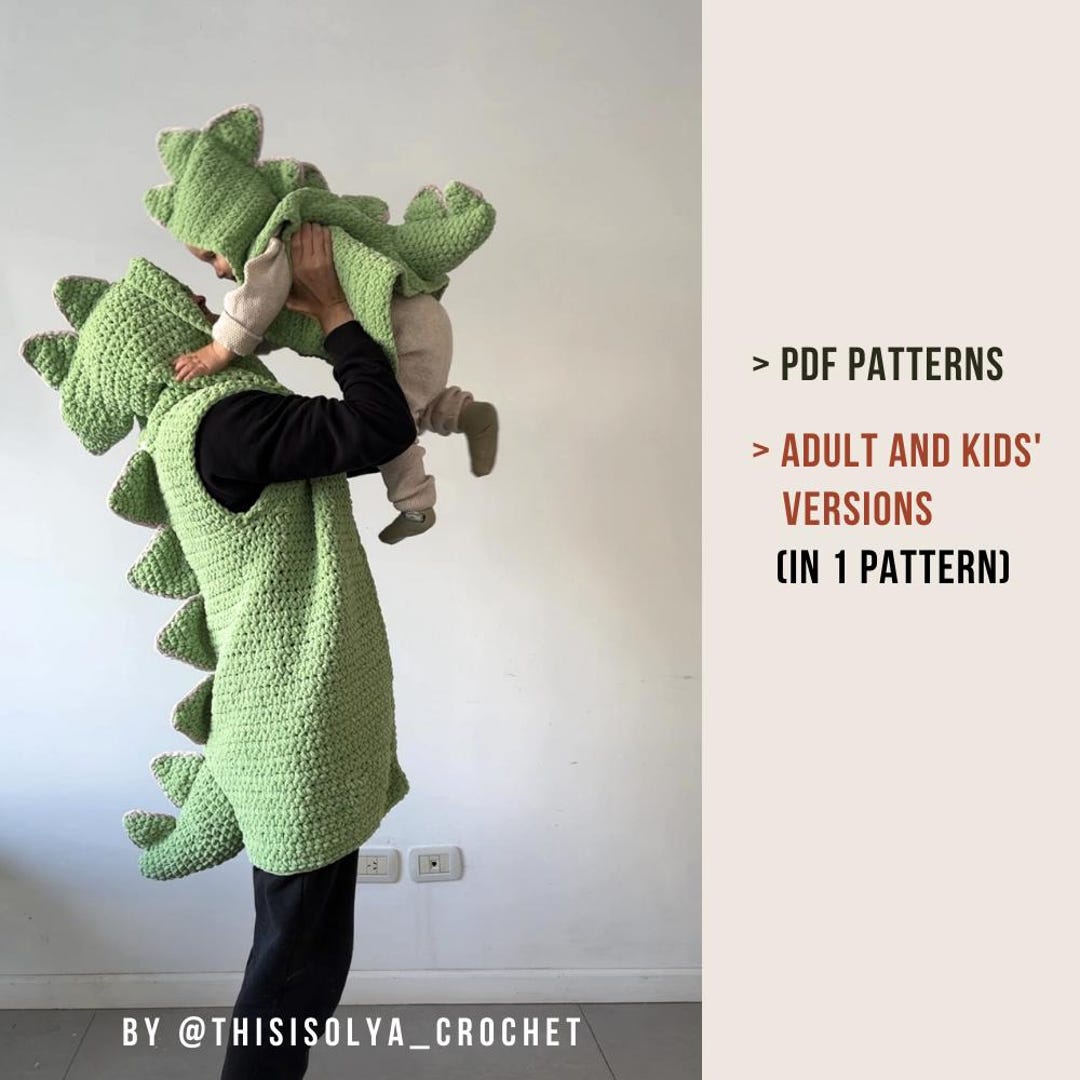 Kids' and Adult Dinosaur Vest in 1 Pattern | Crochet Pattern | Pattern in English | Beginner Friendly | Halloween Costume | PDF FILE - Etsy UK