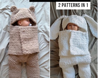 Bear and Bunny Blankets 2 patterns in 1 | Crochet Pattern | Beginner Friendly, 0-6 Months (PDF FILE)