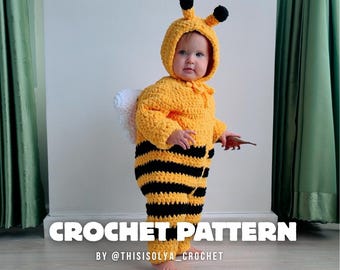 Bee Romper Crochet Pattern | Halloween costume | 0 to 5 years | Pattern in English | Beginner friendly | 3 in 1 sizes | PDF FILE