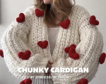 Cardigan Crochet Pattern: Chunky Cardigan (PDF File, XS-XXXL, Beginner Friendly)