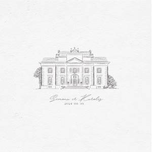Hand Drawn Venue Illustration, Custom Wedding Venue Sketch, Destination Wedding Invitation, Illustrated Venue Invite, Drawing Place