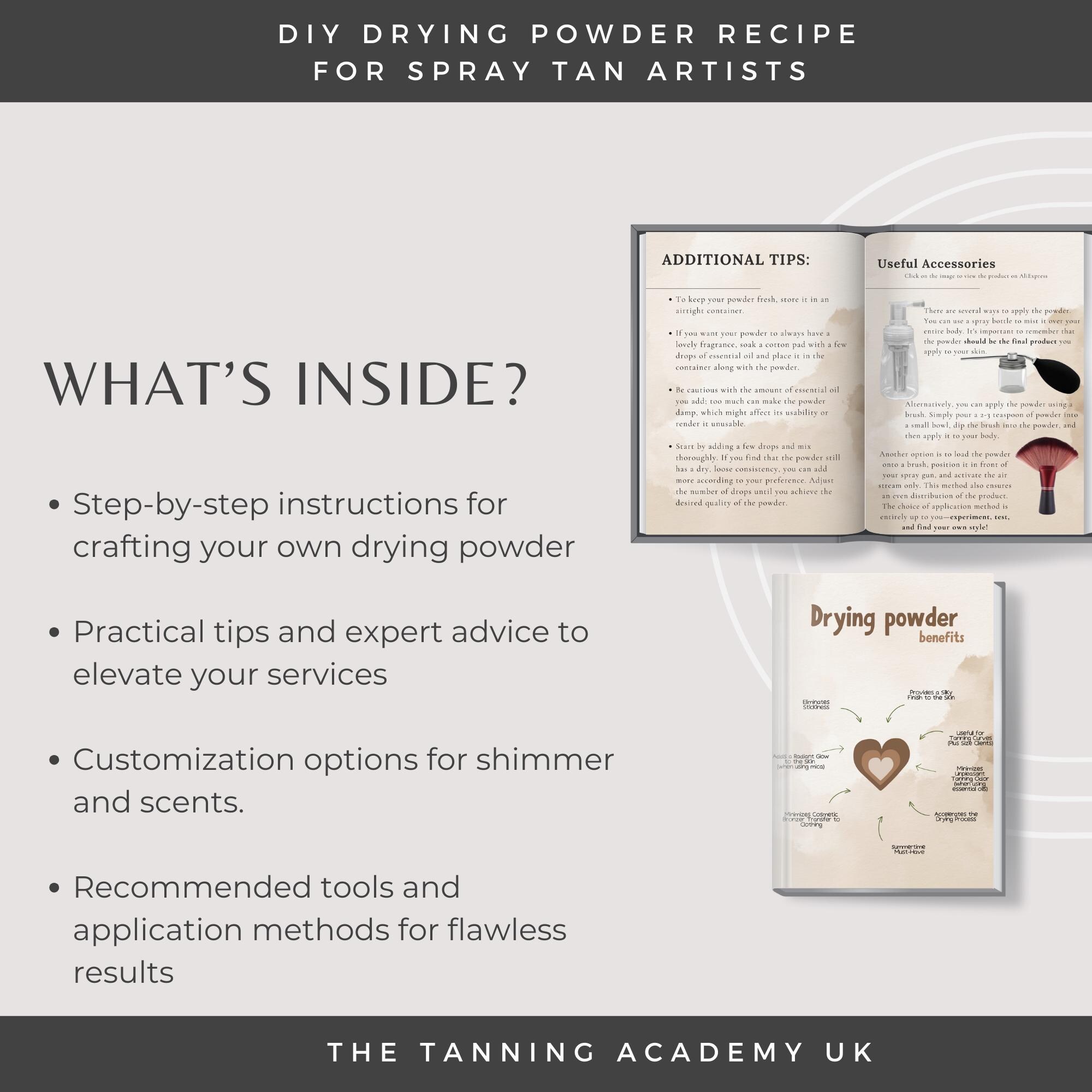 Spray Tan Powder DIY Drying Powder Recipe for Spray Tan Artists | Finishing Powder ...