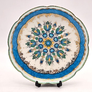 ARTA  Austria Enamelware Tray Trinket Dish 5&quot; Beautiful Gold Gild 1950s