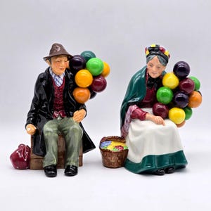 Royal Doulton Figurines The Old Balloon Seller HN1315 The Balloon Man HN1954 England c 1928-1940