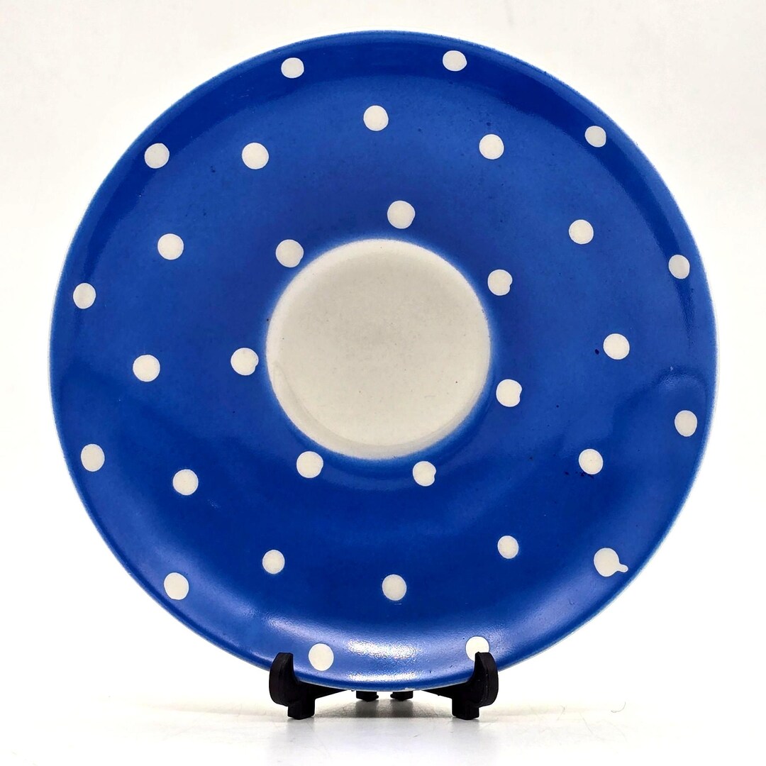 Upsala-ekeby Gefle Amanita Blue & White Polka Dot Saucer Made in