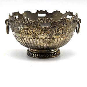 Silverplate Vintage Holiday Imports Japan  Bowl W/ Ornate Design & Handles