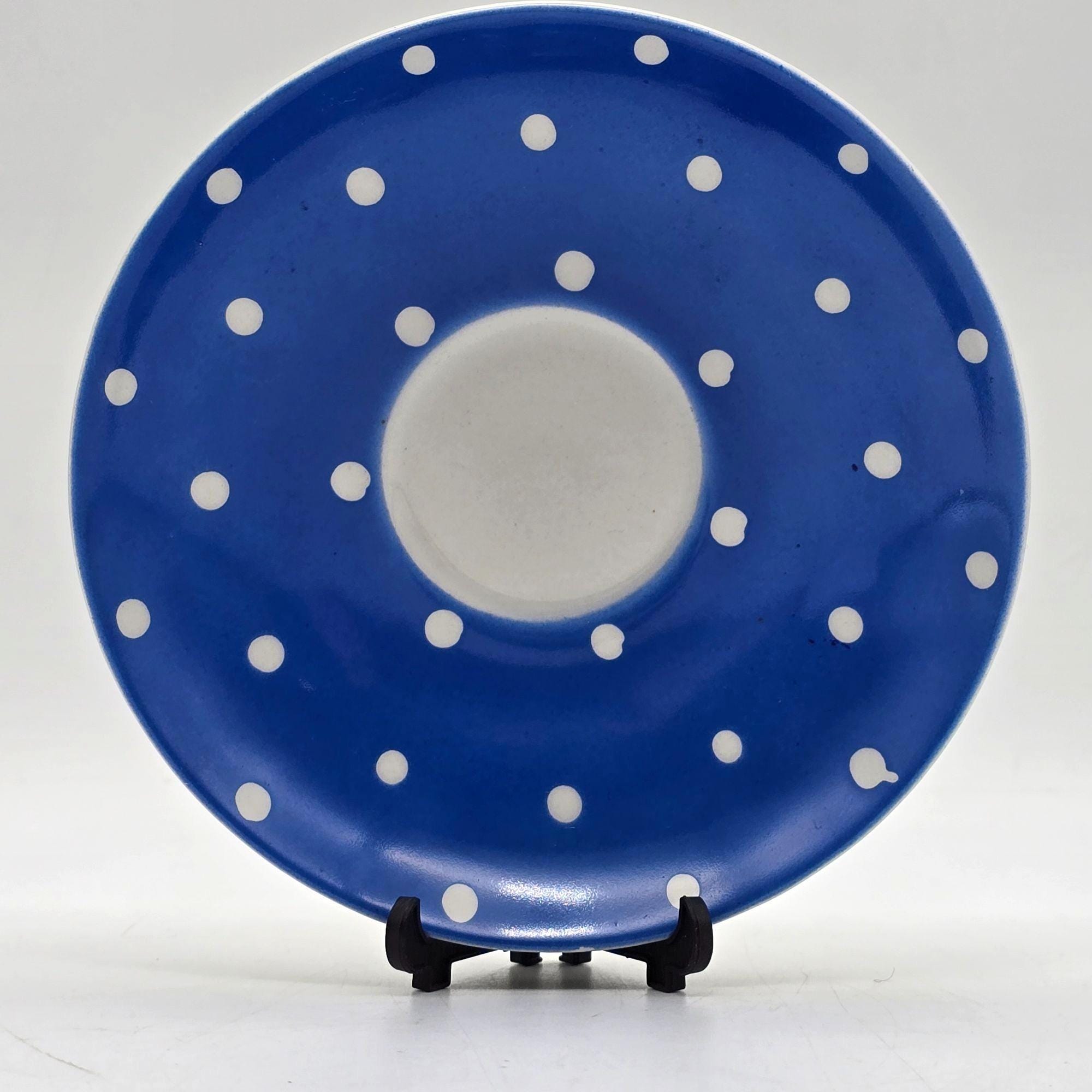 Upsala-ekeby Gefle Amanita Blue & White Polka Dot Saucer Made in