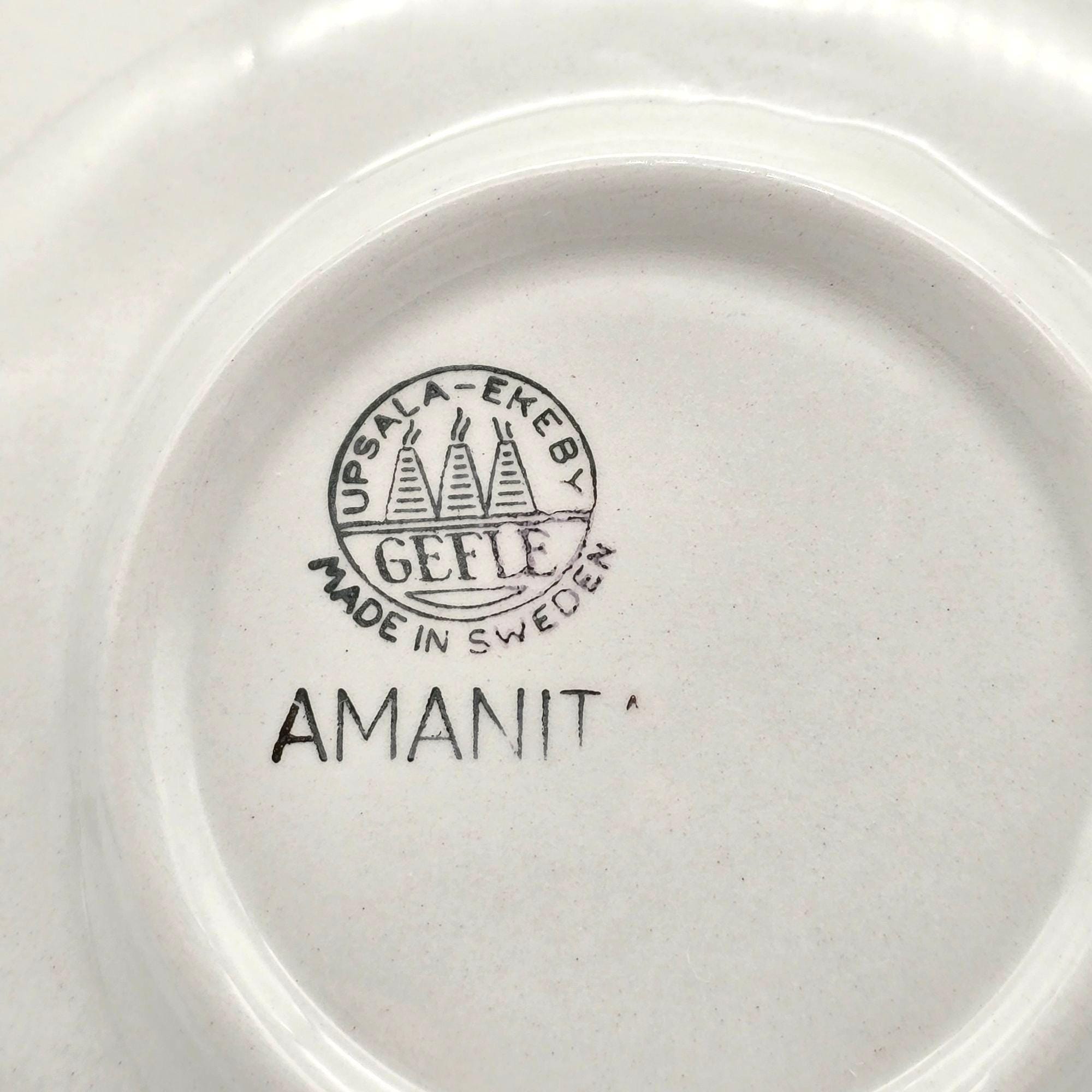 Upsala-ekeby Gefle Amanita Blue & White Polka Dot Saucer Made in