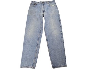 Vintage 90s Minimalism Levis 550 Relaxed Fit Tapered Leg Jeans Light Wash Denim
