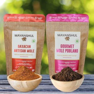 Healthy Mexican Mole Sauce Variety 2 Pack, Gourmet Mole Poblano & Oaxacan Red Mole | Premium Superfood, Vegan, No Fat Added, Paleo-Friendly